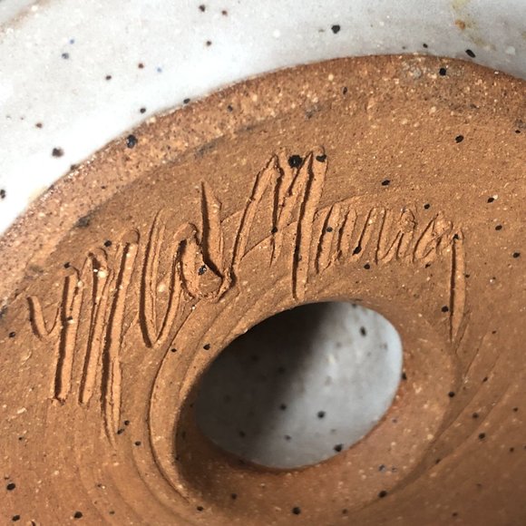 Apple Baker Dish Set of 2 Hand Thrown Pottery Signed MW Murray Blue Gray - Picture 5 of 6